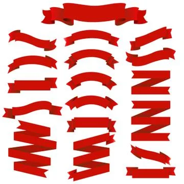 Red Ribbons Big Set Stock Illustration