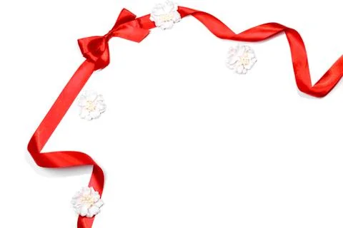 Red ribbons with bow Stock-Fotos