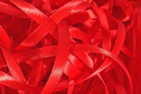 Red ribbons close up Foto stock
