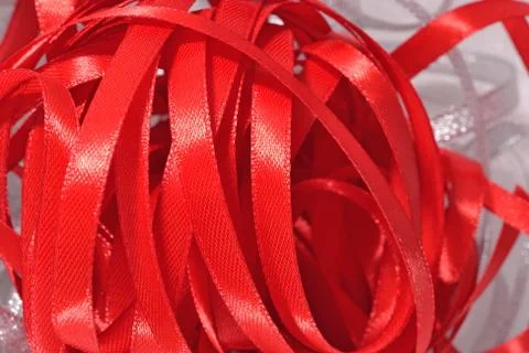 Red ribbons close up Stock Photos
