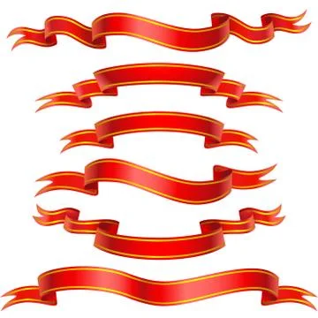 Red ribbons collection Stock Illustration