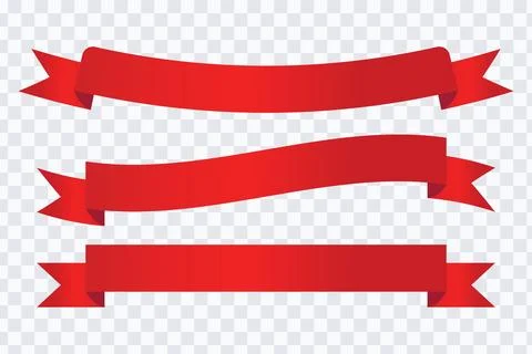 Red Ribbons Collection Vector illustration. Stock Illustration