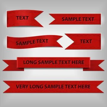 Red ribbons with sample text Stock Illustration