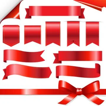 Red ribbons set Stock Illustration
