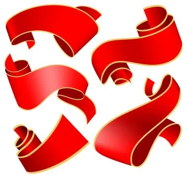 Red ribbons set Stock Illustration