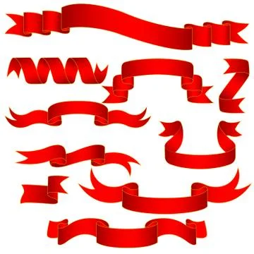 Red Ribbons Set Free Stock Illustration