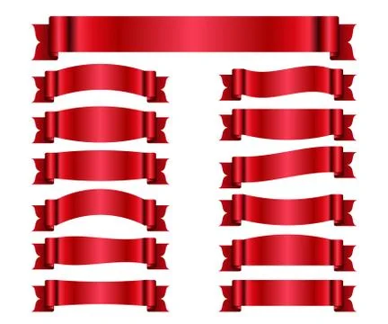 Red ribbons set Stock Illustration