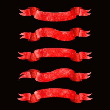 Red ribbons set Stock Illustration