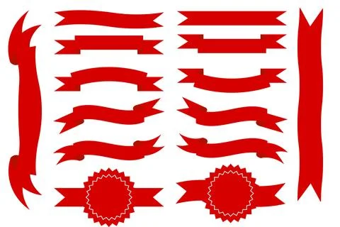 Red Ribbons Set Vector Design Stock Illustration