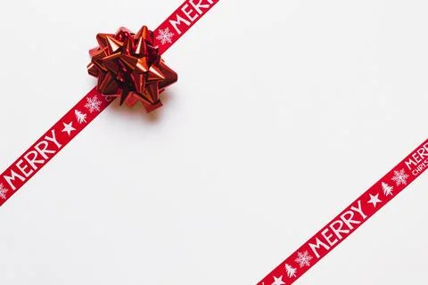 Red ribbons shiny bow background. High quality and resolution beautiful pho.. Stock Photos
