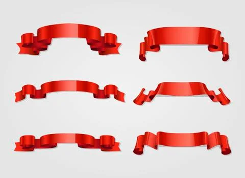 Red ribbons vector design set Stock-Illustration