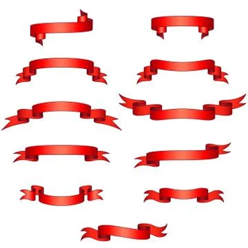 Red Ribbons Vector Set Stock Illustration