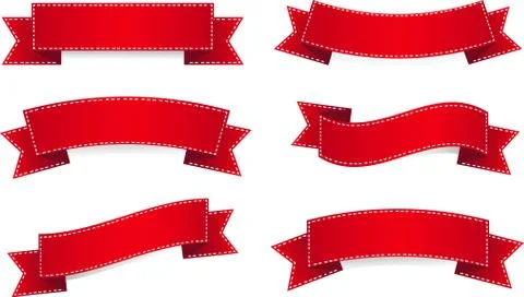 Red ribbons vector set. Stock Illustration