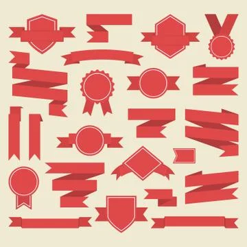 Red  ribbons,medal,award ,set.Vector.Banner web Stock Illustration