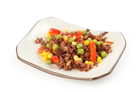 Red rice with vegetables Stock Photos