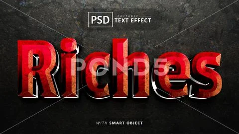 Red riches text effect editable PSD Template
