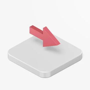 Red right arrow icon. 3d rendering square button key isometric view, interfac Illustrazione stock