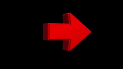 Red Right Arrow Icon Animation on Black Background 3D Direction Icon Loop f.. Stock Footage 309428533