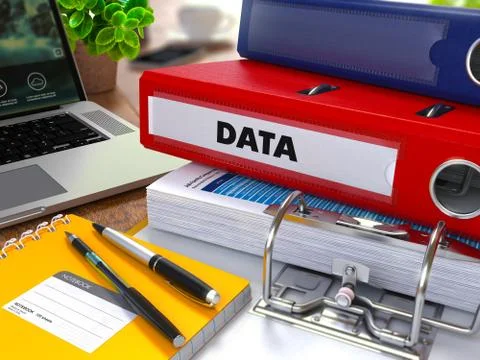 Red Ring Binder with Inscription Data Stock Illustration