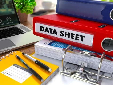 Red Ring Binder with Inscription Data Sheet Ilustración de archivo