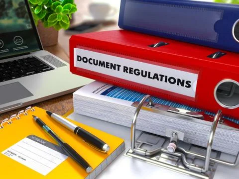 Red Ring Binder with Inscription Document Regulations Stock Illustration