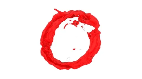 Red ring of color splashing and flowing - isolated on white, + alpha (FULL HD) Stock Footage 75066069