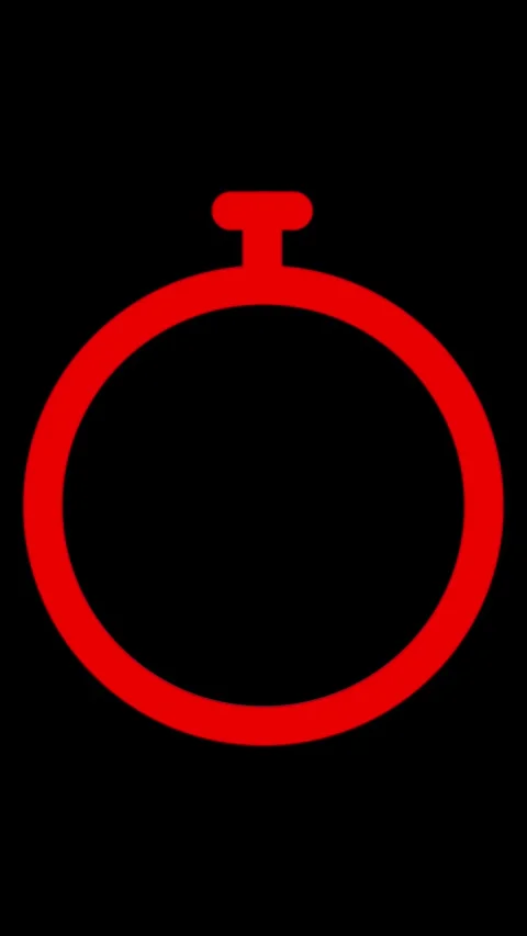 Red ring symbol with handle on black background. Red ring symbol circle ico.. Stock Footage 345719761
