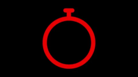 Red Ring Symbol with a Small Handle on a Black Background circle icon Vidéo 330476252