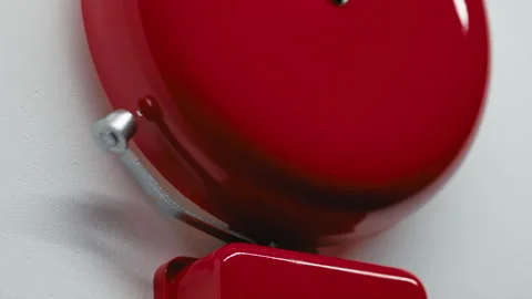 Red Ringing Bell on the School Wall 스톡 동영상 314861791