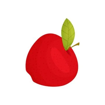 Red ripe apple close up. Vector illustration on white background. Stock Illustration