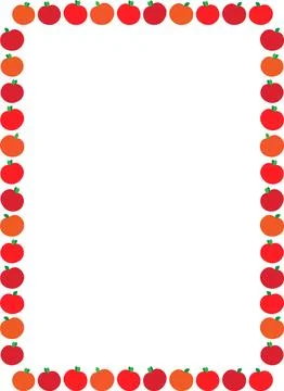 Red ripe apple fruit frame. Simple sweet fruits vector harvesting border. F.. Stock Illustration