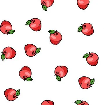 Red ripe apple fruit vector seamless pattern Stock Illustration
