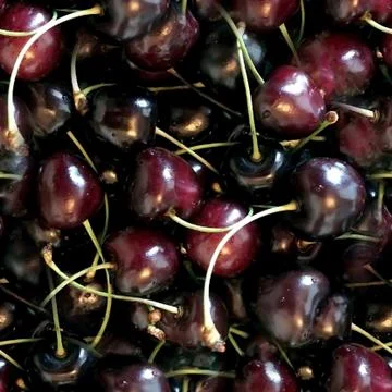 Red ripe cherry, seamless pattern Stock Photos