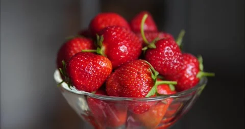 Red ripe strawberries laid out on a dessert plate. Fruit dessert. Natural v.. Stock Footage 337463561