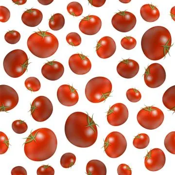 Red Ripe Tomato Seamless Pattern Isolated on White Background. Vegetable Organic Stock Illustration