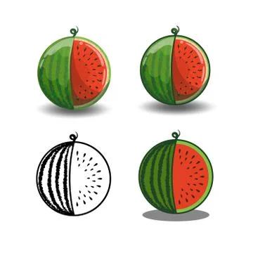 Red ripe watermelon vector isolated on white background Stock Illustration