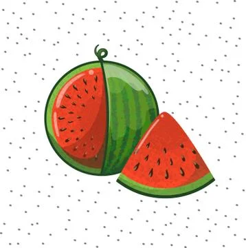 Red ripe watermelon vector isolated on white background Stock Illustration