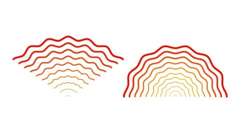 Red rippled wave signals. Sonar or sound wavy lines. Epicentre, target, radar Stock Illustration