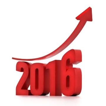 Red rising arrow on 2016 Stock Illustration
