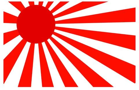 Red Rising Sun with Radiating Rays Vector Illustration Stock Illustration