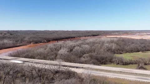 Red River aerial timelapse Texas Oklahoma border tracking shot Stock Footage 265819952