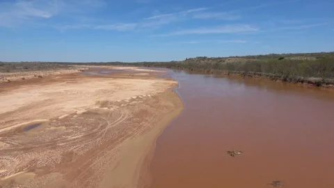 The Red River between Texas and Oklahoma State. Stock Footage 106547342