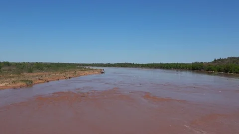 The Red River between Texas and Oklahoma State. Stock Footage 106547450
