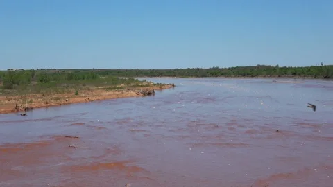 The Red River between Texas and Oklahoma State. Stock Footage 106547604