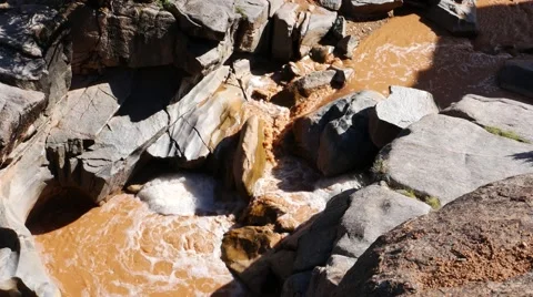 Red River Flowing Through A Canyon Stock Footage 54076731