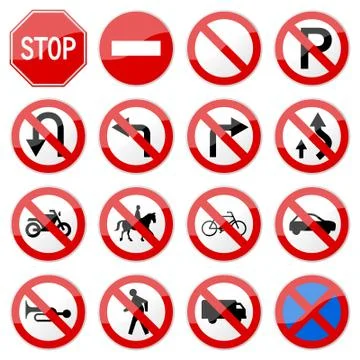 Red Road Sign Glossy Vector Illustrazione stock