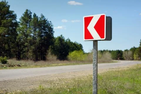 Red road turn indicator Stock Photos