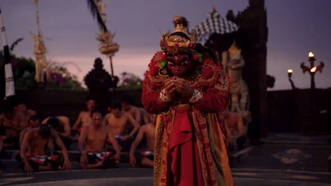 Red-robed performer dominates temple stage Stock Footage 302309841