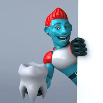 Red Robot - 3D Illustration Stock Illustration