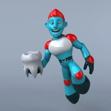 Red Robot - 3D Illustration Stock Illustration